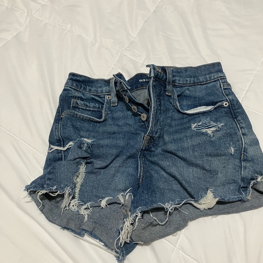 Old Navy Women's Distressed Blue Denim Shorts